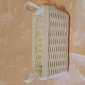 White Heavy Weave Basket with 2 Handles